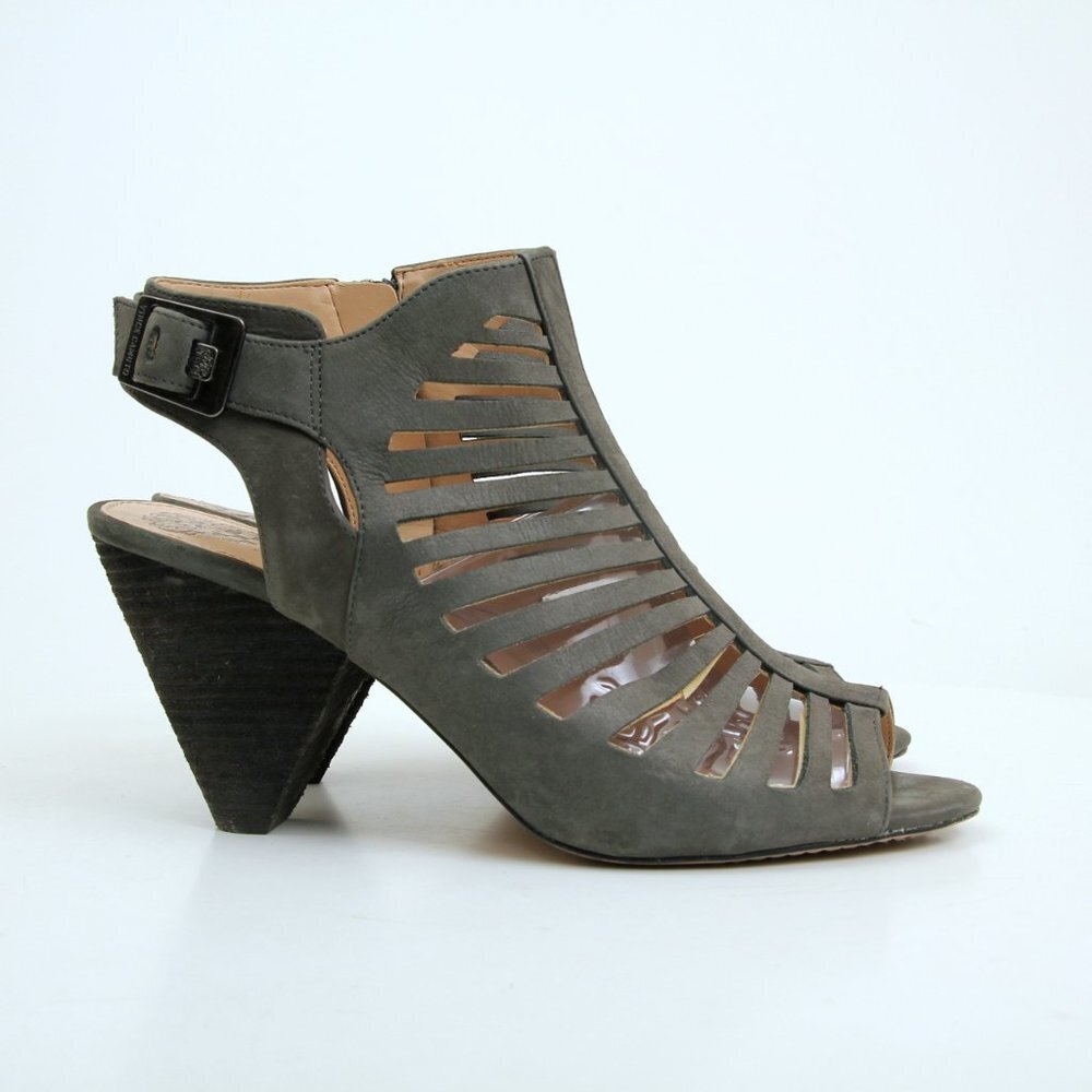 Vince Camuto Eliana Leather Heeled Booties Gray Women 10